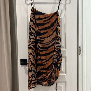 Beach riot ruched leopard dress size large
